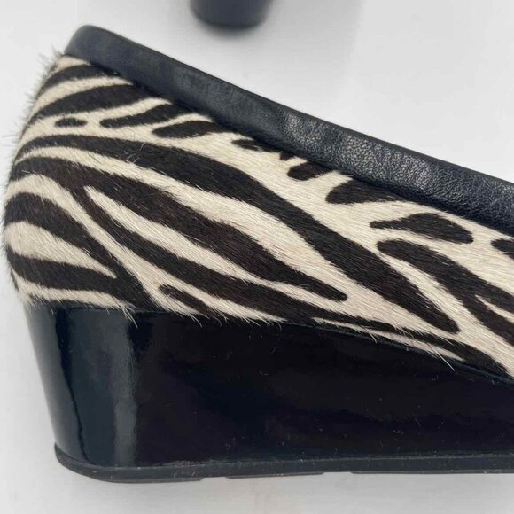 COLE Haan Shoe Size 8.5 Black WhCole Haan Shoe Size 8.5 ite Zebra Pattern Wedges - Picture 7 of 7